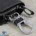 Ключница карманная (кожаная, коричневая, с тиснением, на молнии, с карабином, с кольцом), логотип авто Mini (Мини)