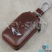 Ключница карманная (кожаная, коричневая, с карабином, на молнии, с кольцом), логотип авто Mini (Мини)