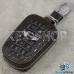Ключница карманная (кожаная, коричневая, с тиснением, с карабином, на молнии, с кольцом), логотип авто Mini (Мини)