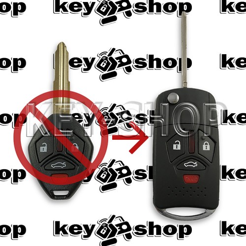 Корпус выкидного ключа Mitsubishi (Митсубиси) 3 + 1 - кнопки (под переделку)