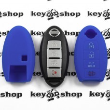         Чехол для смарт ключа Nissan (Ниссан), Rogue, Murano, Pathfinder, Sentra, Maxima, Versa, Altima, 4 кнопки, синий, силиконовый