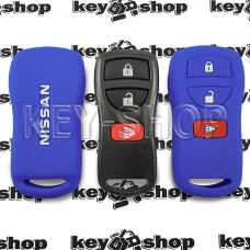  Чехол силиконовый пульта Nissan (Ниссан) (синий) 2 + 1 кнопки