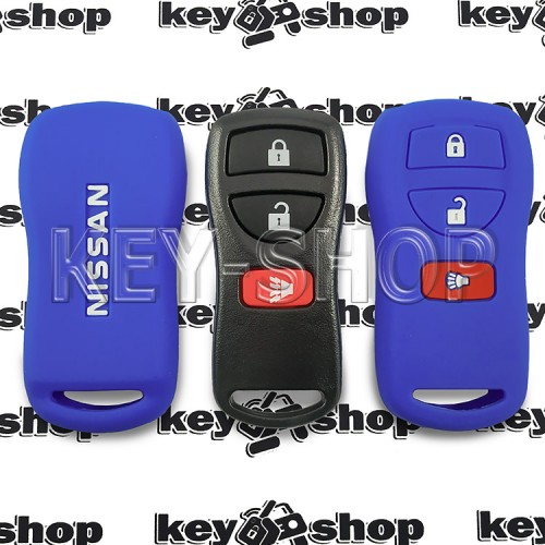  Чехол силиконовый пульта Nissan (Ниссан) (синий) 2 + 1 кнопки