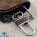 Ключница карманная (кожаная, темно-золотая, с тиснением, на молнии, с карабином, с кольцом), логотип авто Nissan (Ниссан)
