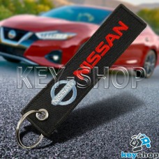 Брелок для ключа Nissan (Ниссан), черный, с кольцом (текстиль)