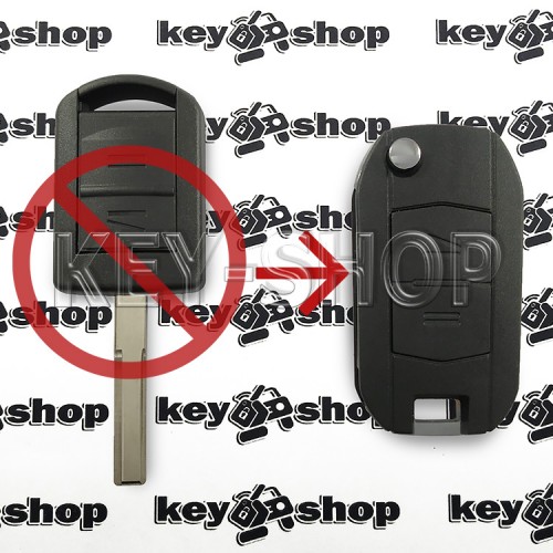      Корпус выкидного автоключа для Opel (Опель) ASTRA, OMEGA, VECTRA, 2 - кнопки, лезвие HU43P (под переделку)