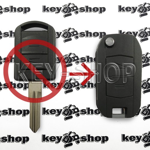     Корпус выкидного автоключа для Opel (Опель) ASTRA, OMEGA, VECTRA, 2 - кнопки, лезвие HU46P (под переделку)