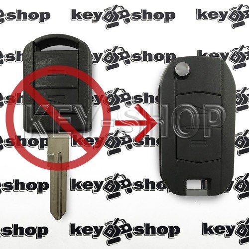    Корпус выкидного автоключа для Opel (Опель) ASTRA, OMEGA, VECTRA, 2 - кнопки, лезвие YM28 (под переделку)