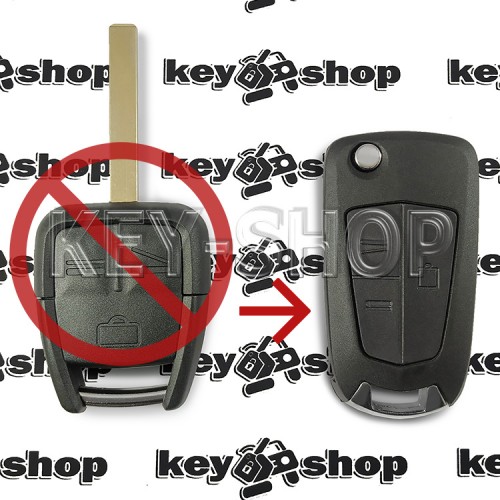   Корпус выкидного ключа для Opel (Опель) 3 - кнопки, лезвие HU100 (под переделку)