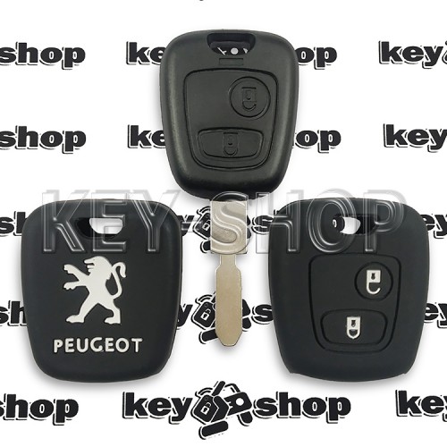   Чехол (черный, силиконовый) для авто ключа Peugeot (Пежо) 2 кнопки