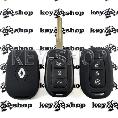 Чехол (черный, силиконовый) для авто ключа RENAULT (Рено) 3 кнопки