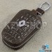 Ключница карманная (кожаная, коричневая, с тиснением, с карабином, на молнии, с кольцом), логотип авто RENAULT (Рено)