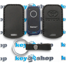 Чехол сигнализации метки Старлайн (StarLine) с логотипом TOYOTA, кожаный, черный