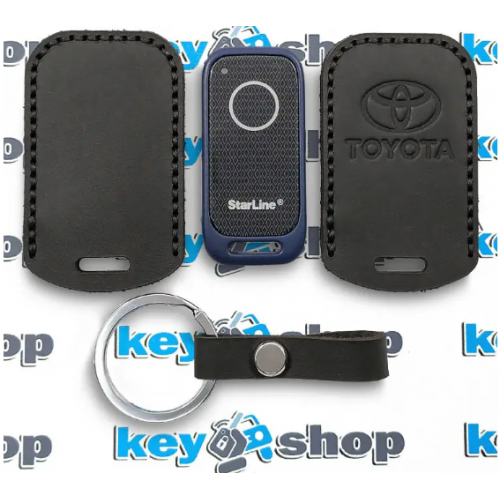 Чехол сигнализации метки Старлайн (StarLine) с логотипом TOYOTA, кожаный, черный