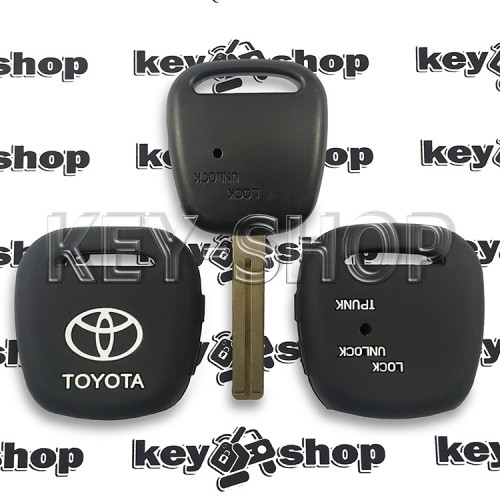  Чехол (силиконовый) для авто ключа Toyota (Тойота) 2 кнопки (черный)