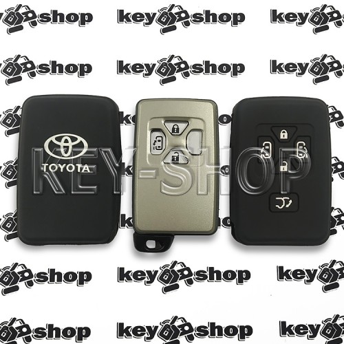 Чехол (черный, силиконовый) для смарт ключа Toyota (Тойота) 5 кнопок
