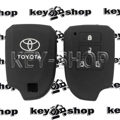 Чехол (силиконовый) для смарт ключа Toyota (Тойота) 4 кнопки (черный)