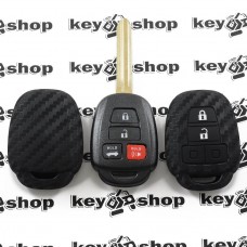 Чехол (силиконовый, под карбон) для авто ключа Toyota (Тойота) 3+1 кнопки