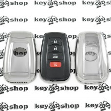    Чехол (серебристый, полиуретановый) для смарт ключа Toyota (Тойота), кнопки с защитой      