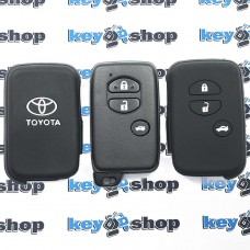Чехол (черный, силиконовый) для смарт ключа Toyota (Тойота) 3 кнопки