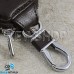 Ключница карманная (кожаная, темно - коричневая, с карабином, на молнии, с кольцом), логотип авто Toyota (Тойота)