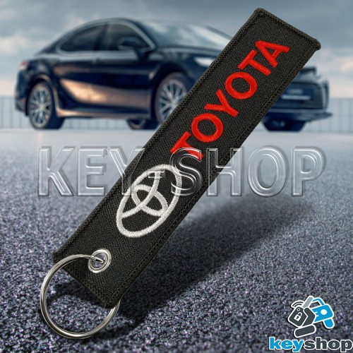 Брелок для ключа Toyota (Тойота), черный, с кольцом (текстиль)