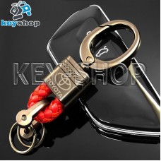 Кожаный плетеный (красный) брелок для авто ключей Toyota (Тойота)