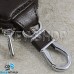 Ключница карманная (кожаная, темно - коричневая, на молнии, с карабином, с кольцом), логотип авто Volkswagen (Фольксваген)