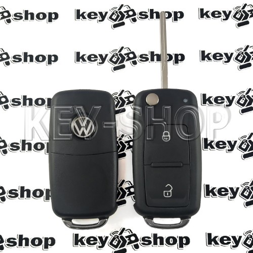 Корпус выкидного ключа для VOLKSWAGEN (Фольксваген) с 2010 года, 2 - кнопки, лезвие HU66