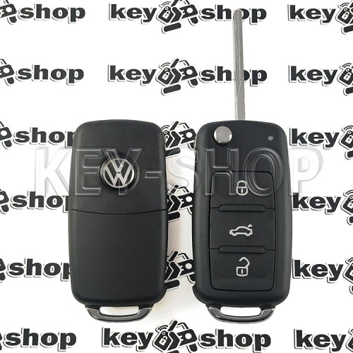 Корпус выкидного автоключа для VOLKSWAGEN (Фольксваген) с 2010 года, 3 - кнопки, лезвие HU66