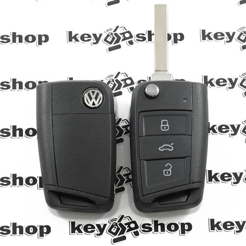 Корпус выкидного ключа Volkswagen (Фольксваген) - 3 кнопки, лезвие HU162