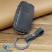  Чехол на выкидной ключ Seat (Сеат), Seat Leon, Tarraco, Arona, Ateca, 3 кнопки, кожаный, темно-серый
