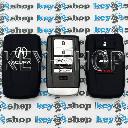 Чехол (черный, силиконовый) для смарт ключа Acura (Акура)