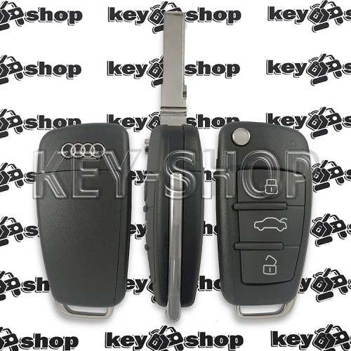 Выкидной ключ Audi (Ауди) 3 кнопки, Keyless-Go, ID49 (MQB) 433MHz