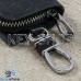 Ключница карманная (кожаная, черная, с тиснением, на молнии, с карабином, с кольцом), логотип авто Audi S - Line (Ауди С - Лайн) 