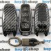 Чехол смарт ключа Audi (Ауди) A6, A8, Q5, Q7, Q8 (пластиковый, под карбон, с карабином) кнопки с защитой, 3 кнопки, черный