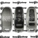 Чехол смарт ключа Audi (Ауди) A6, A8, Q5, Q7, Q8 (серебристый, полиуретановый, под карбон) кнопки с защитой