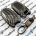    Чехол смарт ключа Audi (Ауди) A4, A6, Q5, (пластиковый, под карбон, с карабином) кнопки с защитой, 3 кнопки, черный 