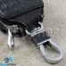 Ключница карманная (кожаная, черная, с тиснением, на молнии, с карабином, с кольцом), логотип авто Audi (Ауди)