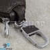 Ключница карманная (кожаная, коричневая, с тиснением, с карабином, на молнии, с кольцом), логотип авто Audi (Ауди)