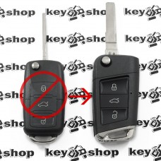 Выкидной ключ Audi(Ауди) - 3 кнопки, лезвие HU 66 (Под переделку)