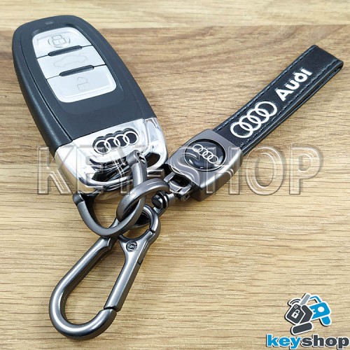 Брелок ключа Audi (Ауди) кожаный (черный) с карабином
