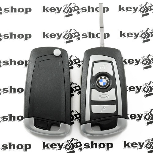 Выкидной ключ BMW (БМВ) 4 кнопки, лезвие HU58, EWS (PCF7935) / 433MHz