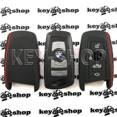         Чехол силиконовый смарт ключа BMW (БМВ)  (черный) 4 кнопки