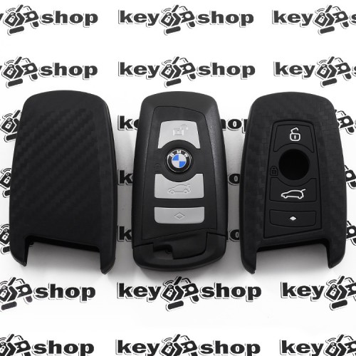 Чехол (силиконовый, под карбон) для смарт ключа BMW (БМВ)