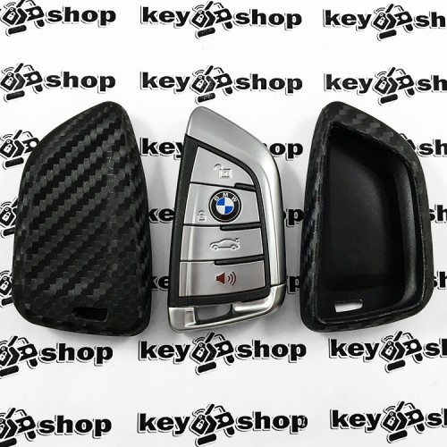 Чехол (силиконовый, под карбон) для смарт ключа BMW (БМВ)