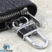 Ключница карманная (черная "змеиная кожа", на молнии, с карабином, с кольцом), логотип авто BMW (БМВ)