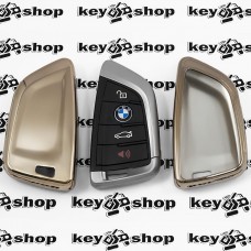 Чехол (золотистый, полиуретановый) для смарт ключа BMW (БМВ), кнопки без защиты