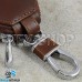 Ключница карманная (кожаная, коричневая, с карабином, на молнии, с кольцом), логотип авто BMW (БМВ)