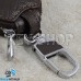 Ключница карманная (кожаная, коричневая, с тиснением, с карабином, на молнии, с кольцом), логотип авто BMW (БМВ)